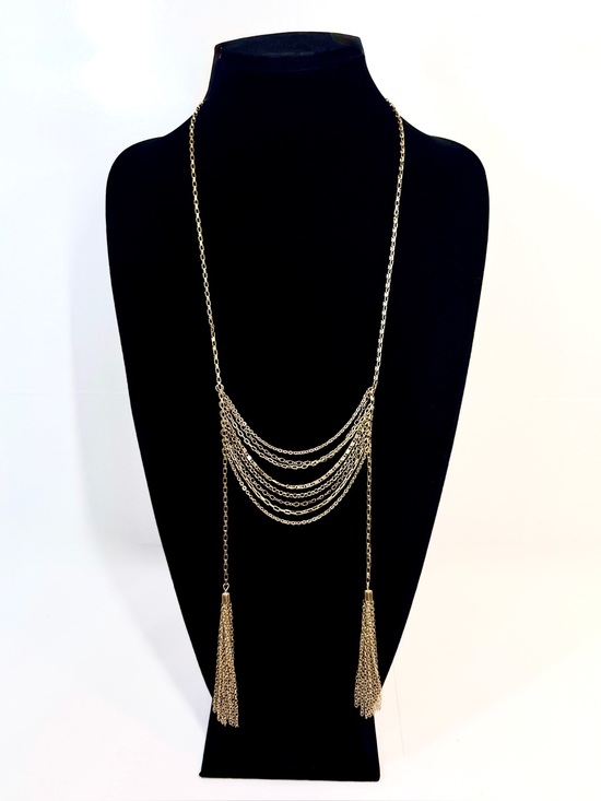 Free People Jewelry - FREE PEOPLE Gold Tiered Chain Tassel Statement Necklace NEW
